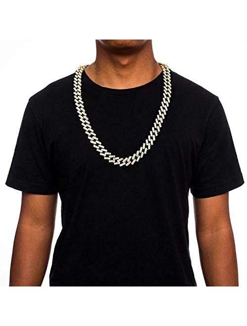 HH Bling Empire Iced Out Diamond Cuban Link Chain for Men Women Silver Gold Miami Cuban Necklaces Hip Hop 16-30 Inches