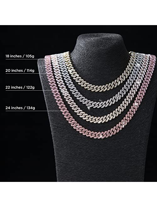 Goodat Cuban Link Chain For Men Miami Cuban Link Chain Necklace Diamond Prong Cuban Iced Out Chain 16/18/20/22/24inch Hip Hop Jewely with Gift Box