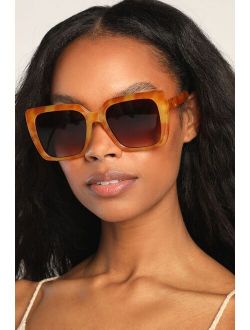 Made You Marvel Brown Marbled Oversized Square Sunglasses
