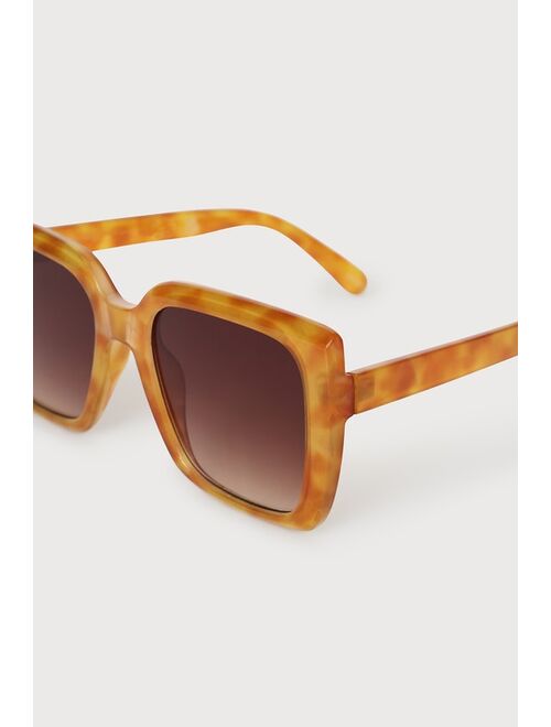 Lulus Made You Marvel Brown Marbled Oversized Square Sunglasses