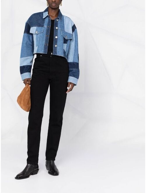 SANDRO patchwork cropped denim jacket