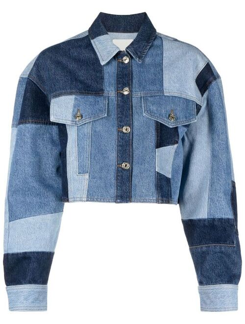 SANDRO patchwork cropped denim jacket