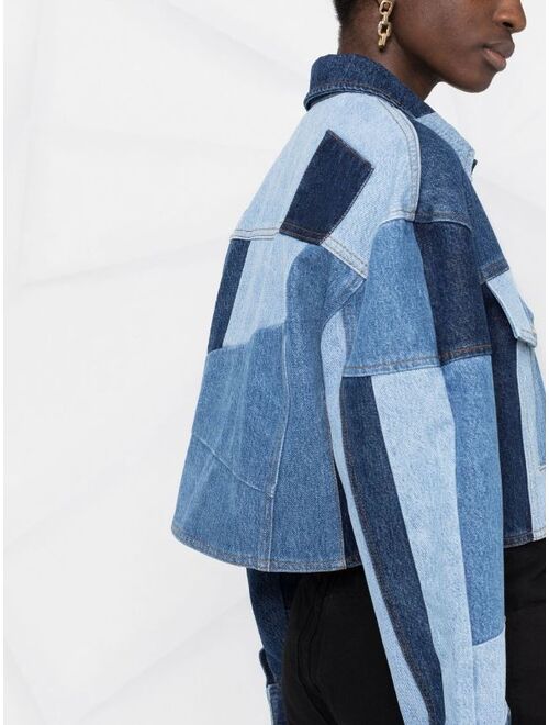 SANDRO patchwork cropped denim jacket