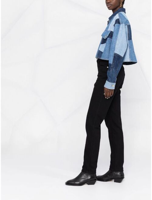 SANDRO patchwork cropped denim jacket