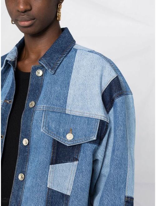 SANDRO patchwork cropped denim jacket