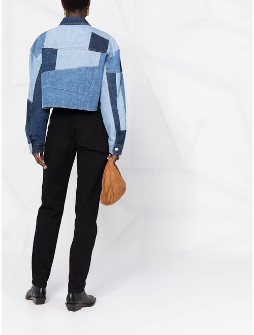 SANDRO patchwork cropped denim jacket