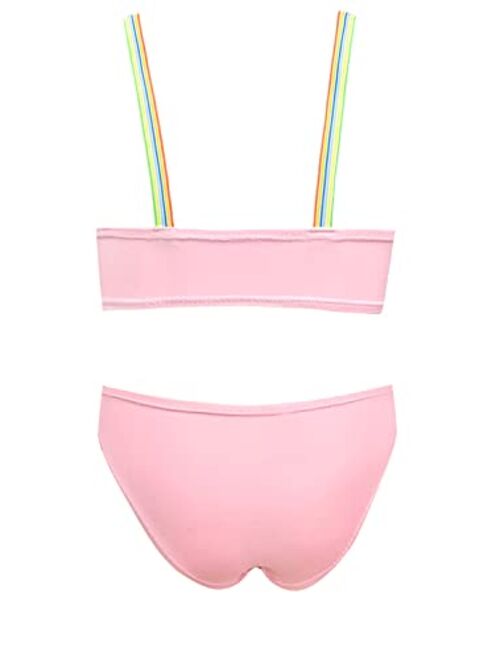 SHEKINI Toddler Baby Girls Rainbow Two Piece Swimsuit Sport Athletic Bikini Sets