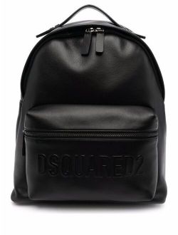 logo-embossed leather backpack