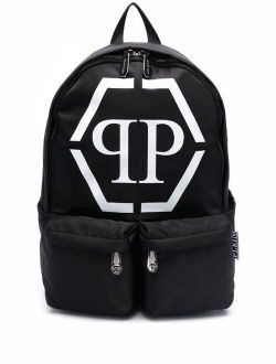 Philipp Plein hexagon logo print backpack
