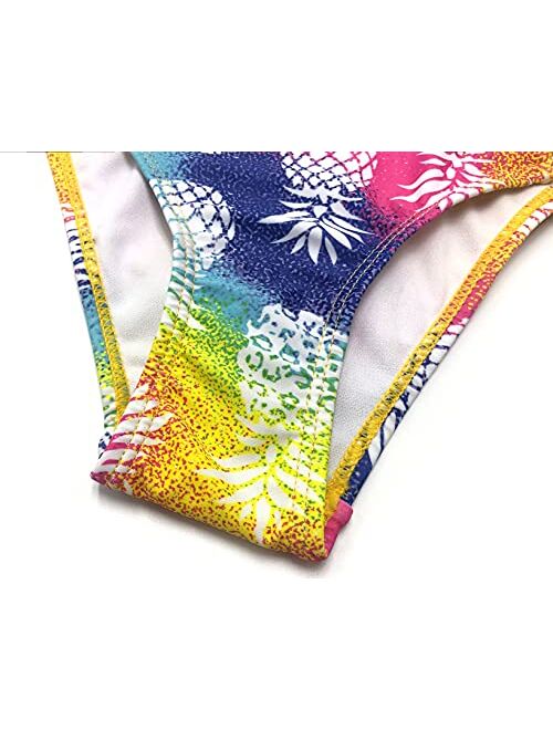 SHEKINI Girls Straps Bikini Ruffle Pineapple Printing Cute Two Piece Swimsuit Set