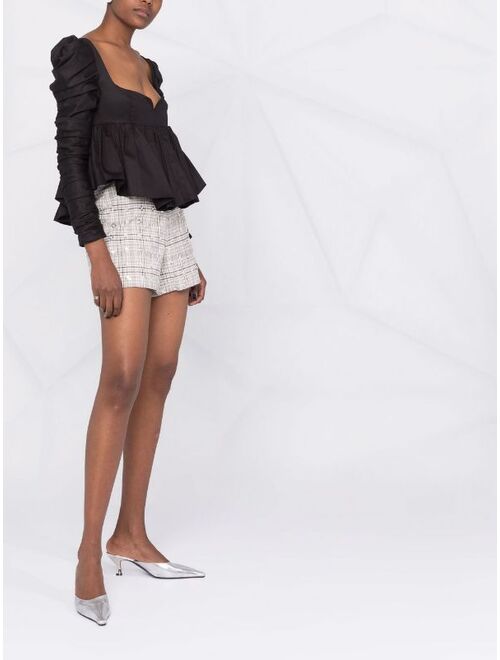 Self-Portrait sequined plaid shorts