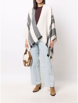 stripe-detail poncho scarf