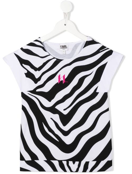 Karl Lagerfeld Kids zebra-print cap-sleeved T-shirt