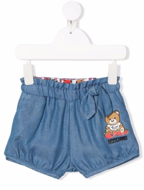 Moschino Kids Teddy Bear-print TENCEL shorts