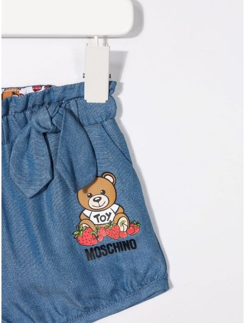 Moschino Kids Teddy Bear-print TENCEL shorts
