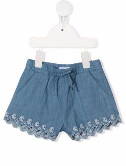 Chloe Kids embroidered-design denim shorts