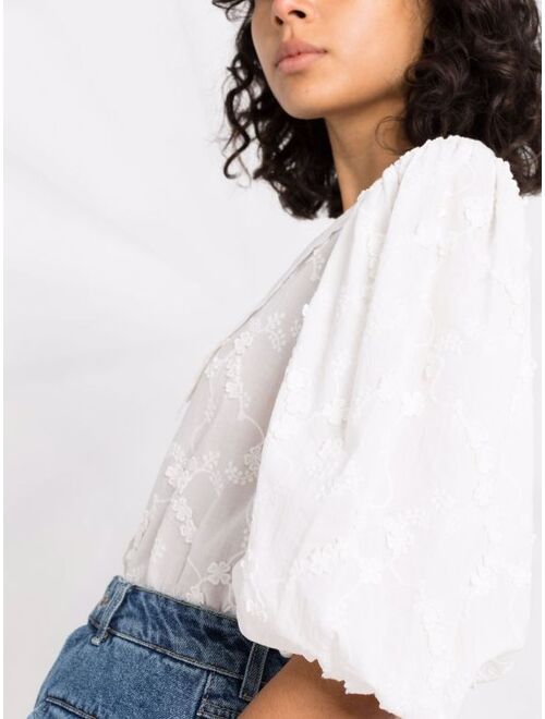 Maje embroidered puff-sleeve blouse