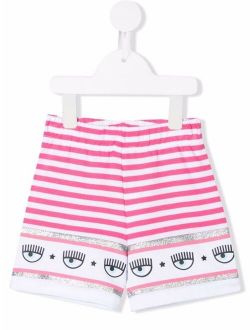 Chiara Ferragni Kids striped logo-print shorts