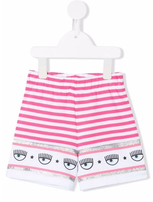 Chiara Ferragni Kids striped logo-print shorts