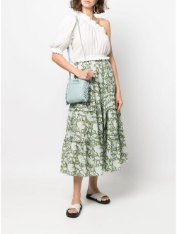 floral-print ruffle-trim skirt