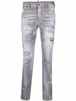 distressed-effect slim-fit jeans