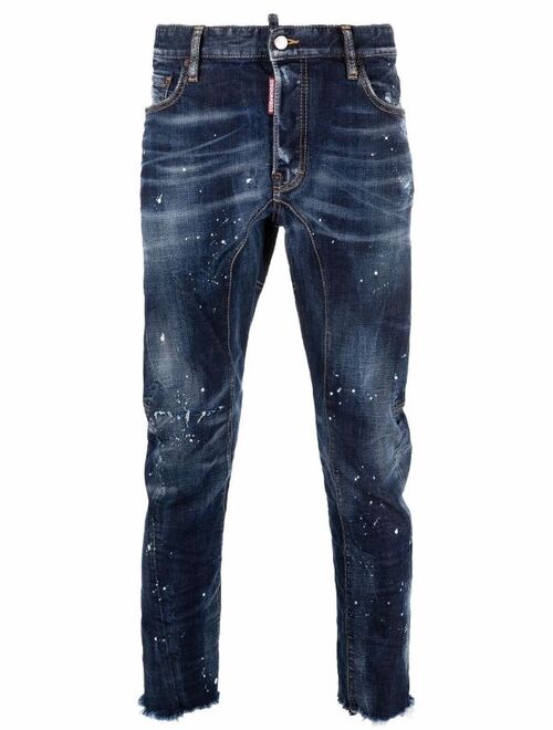 Dsquared2 distressed raw-edge contrast-stitch jeans