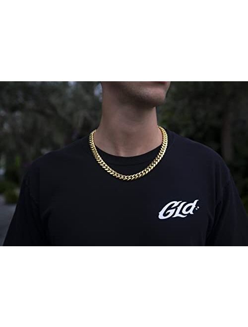 The GLD Shop 12MM Miami Cuban Necklace 16" 18" 22" 30" - Gold