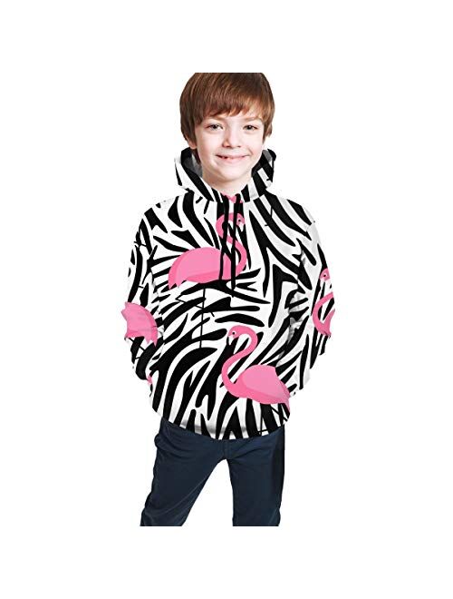 Delerain Flamingos Hoodies Sweatshirts for Kids Teens Hoody Tops with Pockets