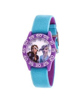 ewatchfactory Disney Frozen 2 Elsa and Anna Girls' Purple Plastic Time Teacher Watch 32mm