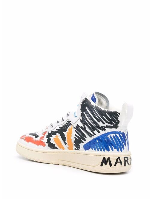 Marni x Veja V-15 scribble-print sneakers