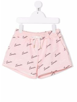 LANVIN Enfant logo-print cotton fleece shorts