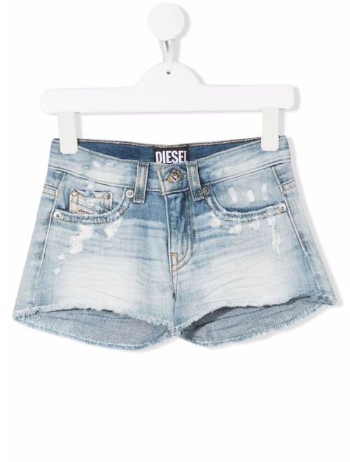 Diesel Kids distressed denim shorts