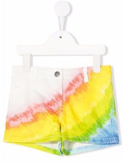 Kids rainbow-print denim shorts