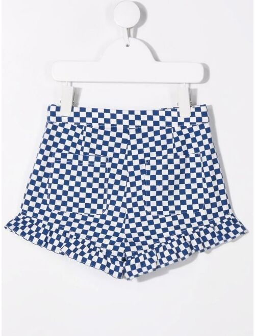 Stella McCartney Kids check-print ruffle shorts