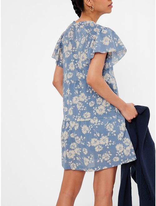 Gap Button-Front Flutter Sleeve Mini Dress