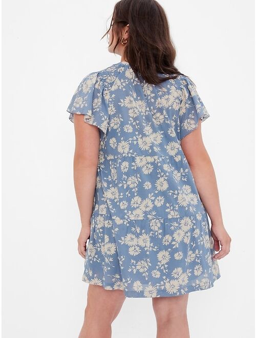 Gap Button-Front Flutter Sleeve Mini Dress