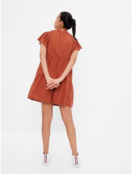 Gap Button-Front Flutter Sleeve Mini Dress