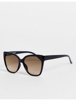 oversized square cat sunglasses in shiny black