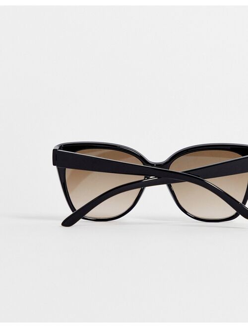 ASOS DESIGN oversized square cat sunglasses in shiny black