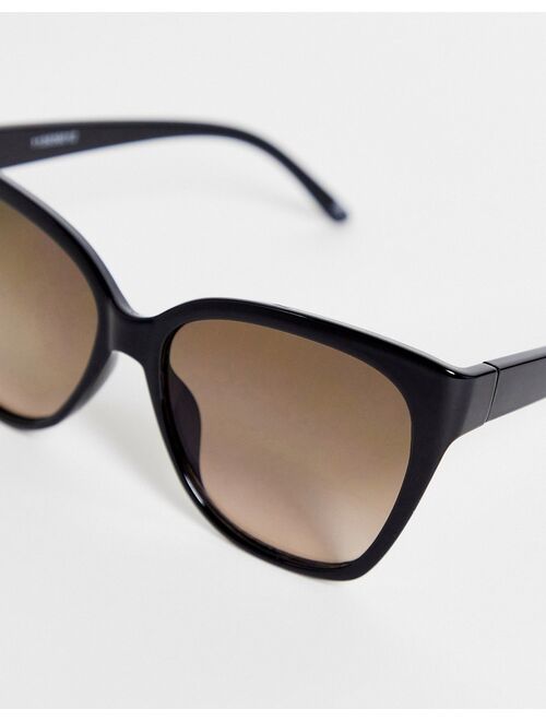ASOS DESIGN oversized square cat sunglasses in shiny black