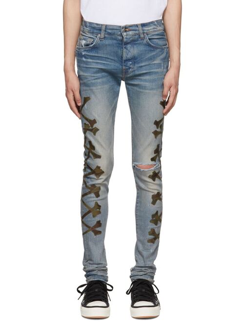 AMIRI Blue Camo Bones Jeans