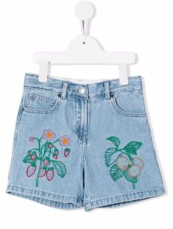 Kids embroidered denim shorts