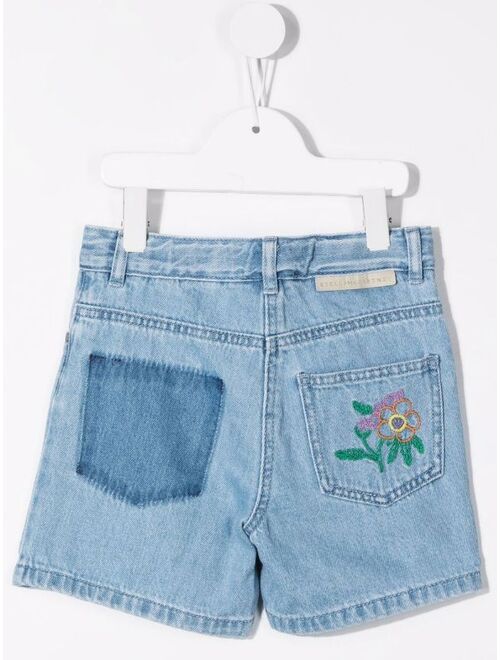 Stella McCartney Kids embroidered denim shorts