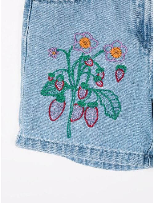 Stella McCartney Kids embroidered denim shorts
