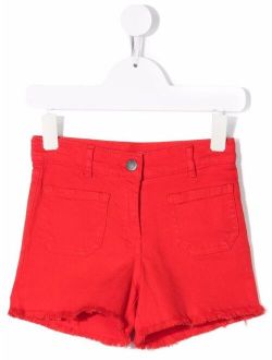 Kids raw-cut cotton mini shorts