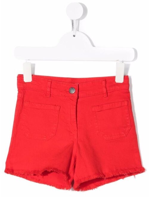 Stella McCartney Kids raw-cut cotton mini shorts