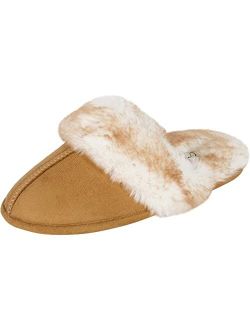 Girls Comfy Slippers - Cute Faux Fur Slip-on Shoes Memory Foam House Slipper