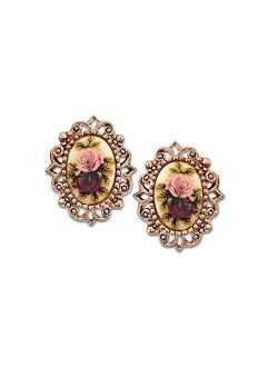 "Victorian Revival" Golden Rose Stud Earrings