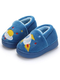SITAILE Boys Girls Toddler House Slippers,Kids Fur Lined Warm Slip On Home Slippers Cute Winter Nonslip Indoor Slippers