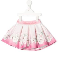 rose-print pleated skirt